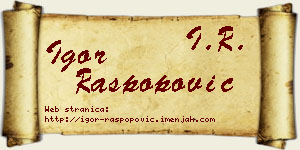 Igor Raspopović vizit kartica